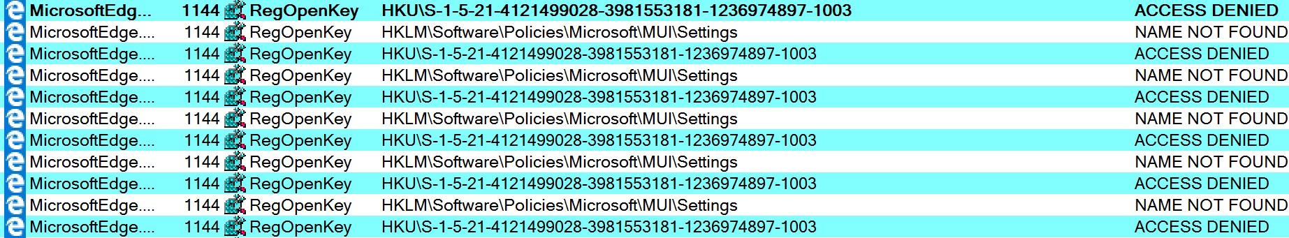 Screenshot: A few minutes later I had a second trace to compare side-by-side. Instead of scanning the several million events that had been captured, which would have been…